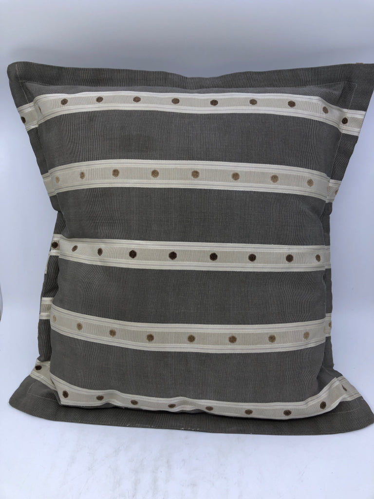 GREY AND CREAM PILLOW W STRIPES.
