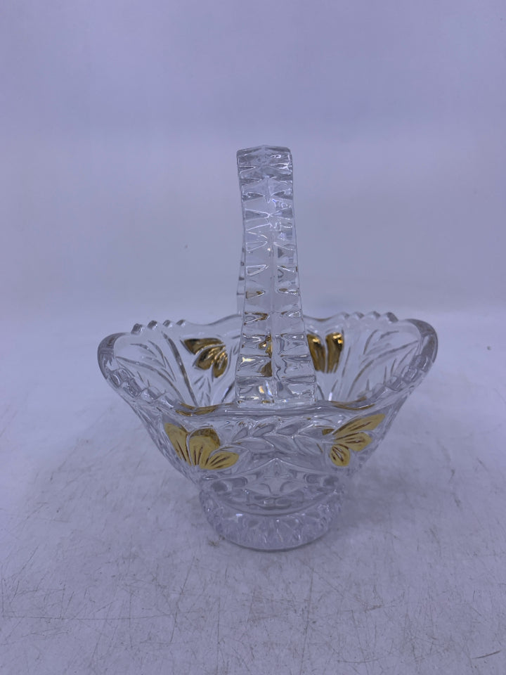 GOLD DETAIL GLASS BASKET.