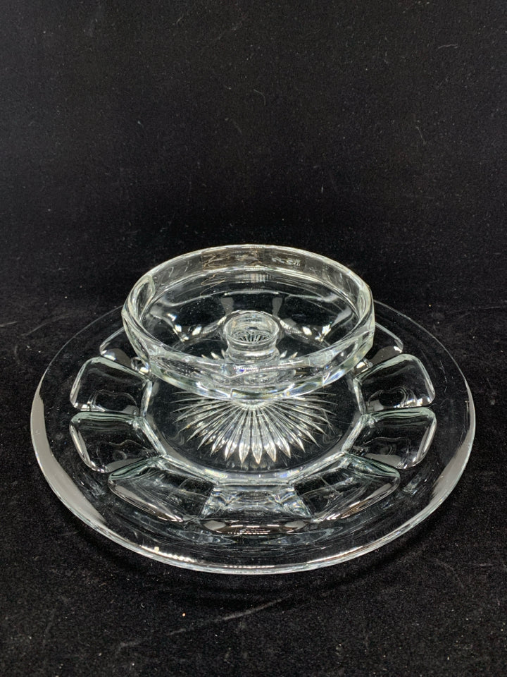CUT GLASS CHEESE AND CRACKER SERVING TRAY.
