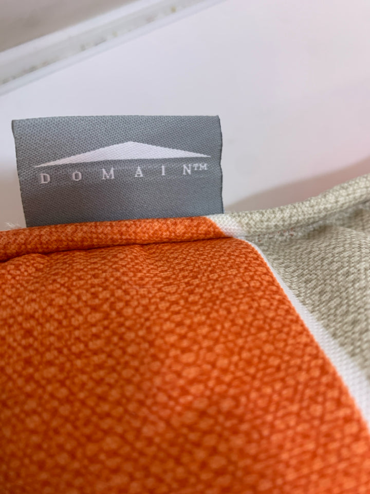 ORANGE & CREAM DOMAIN STRIPED PILLOW.