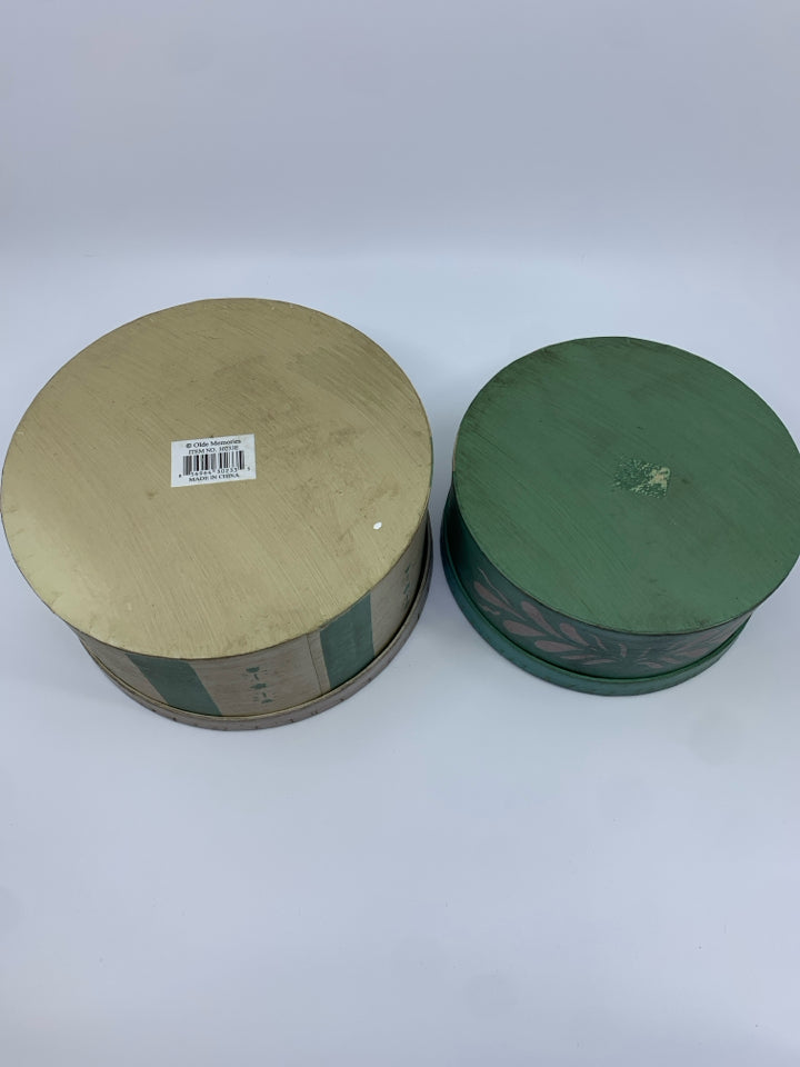 2 BLUE/ GREY PAINTED BOXES.