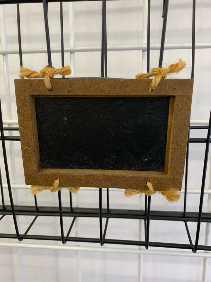 METAL MAGAZINE WALL HANGING W/CHALKBOARD LABEL.