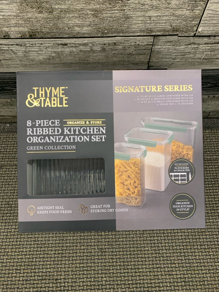 NIB 8-PIECE RIBBED KITCHEN ORGANIZER SET.