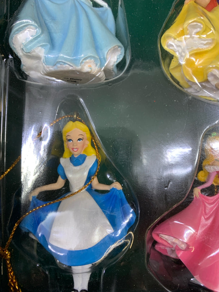 4 DISNEY MINI PRINCESS ORNAMENTS.