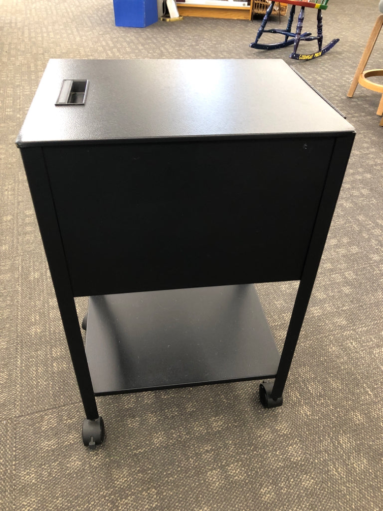 BLACK SAFCO METAL FILE CABINET.