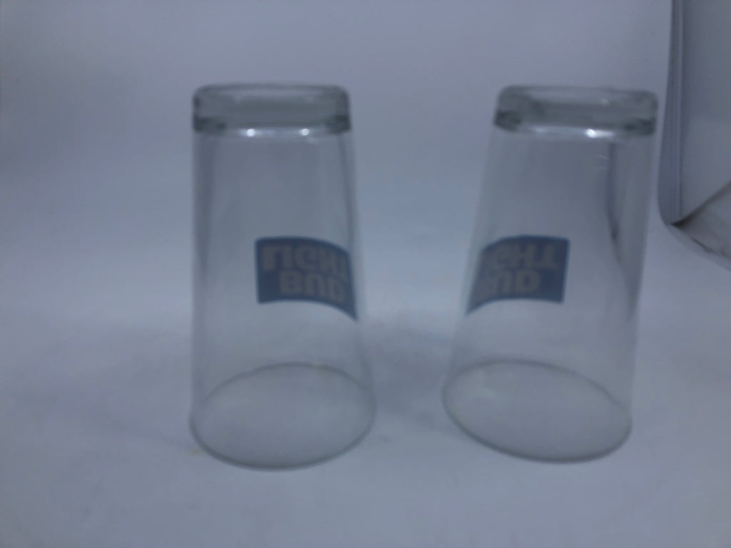 2 BUD LIGHT BEER GLASSES.