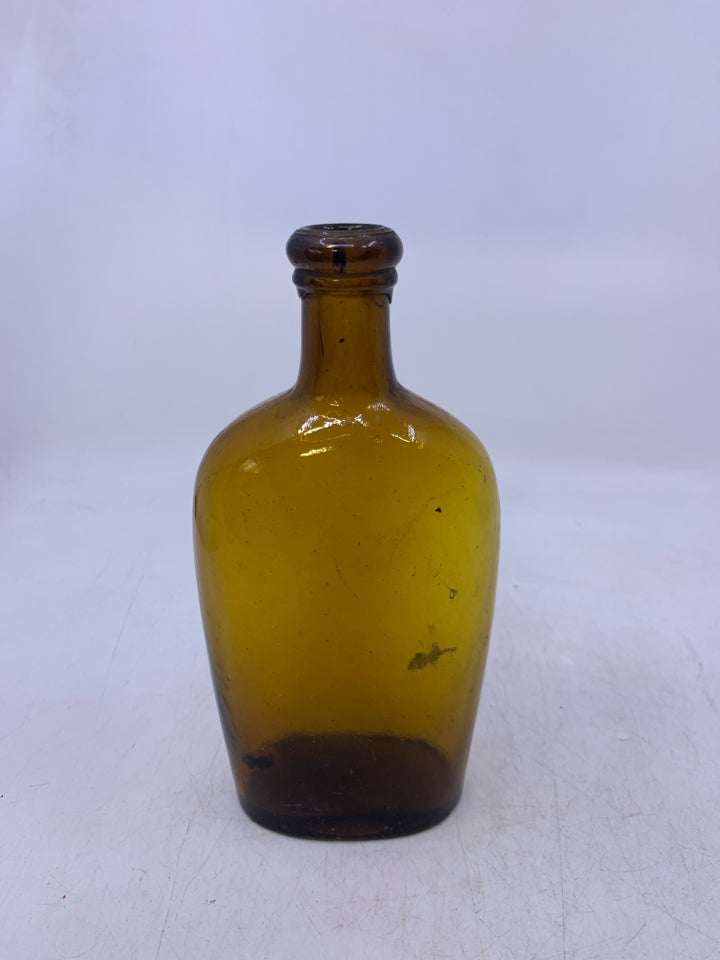 VTG BROWN GLASS EMPTY BOTTLE.