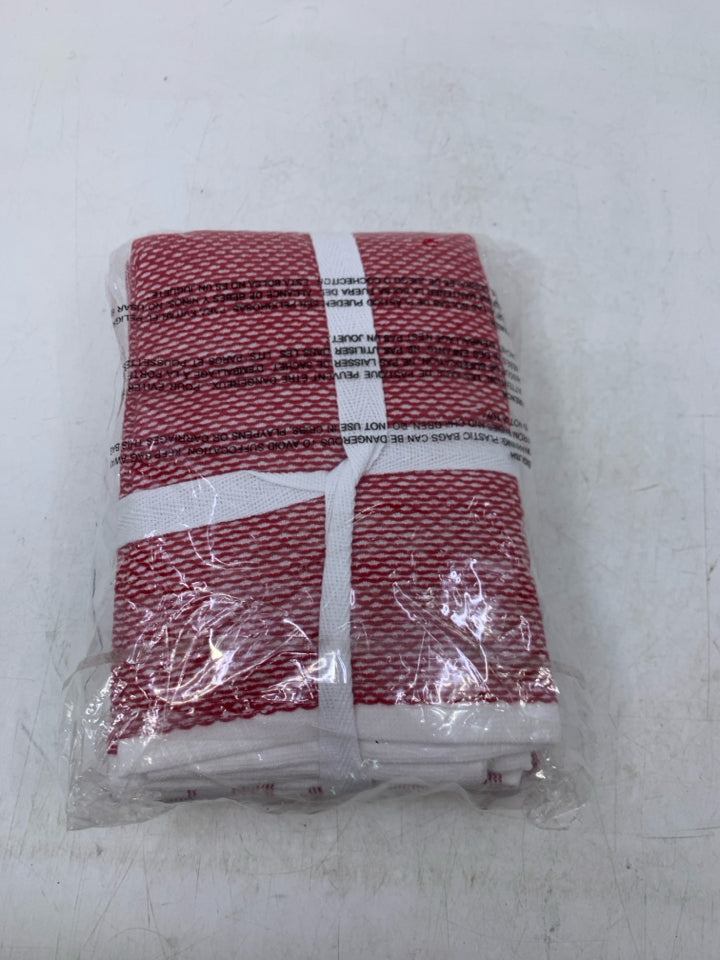 NIP RED/WHITE WILLIAM SONOMA 4 DISHCLOTHS.