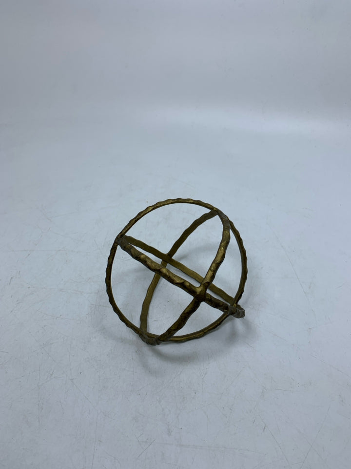 GOLD METAL SEE THROUGH SPHERE DESK DECOR.