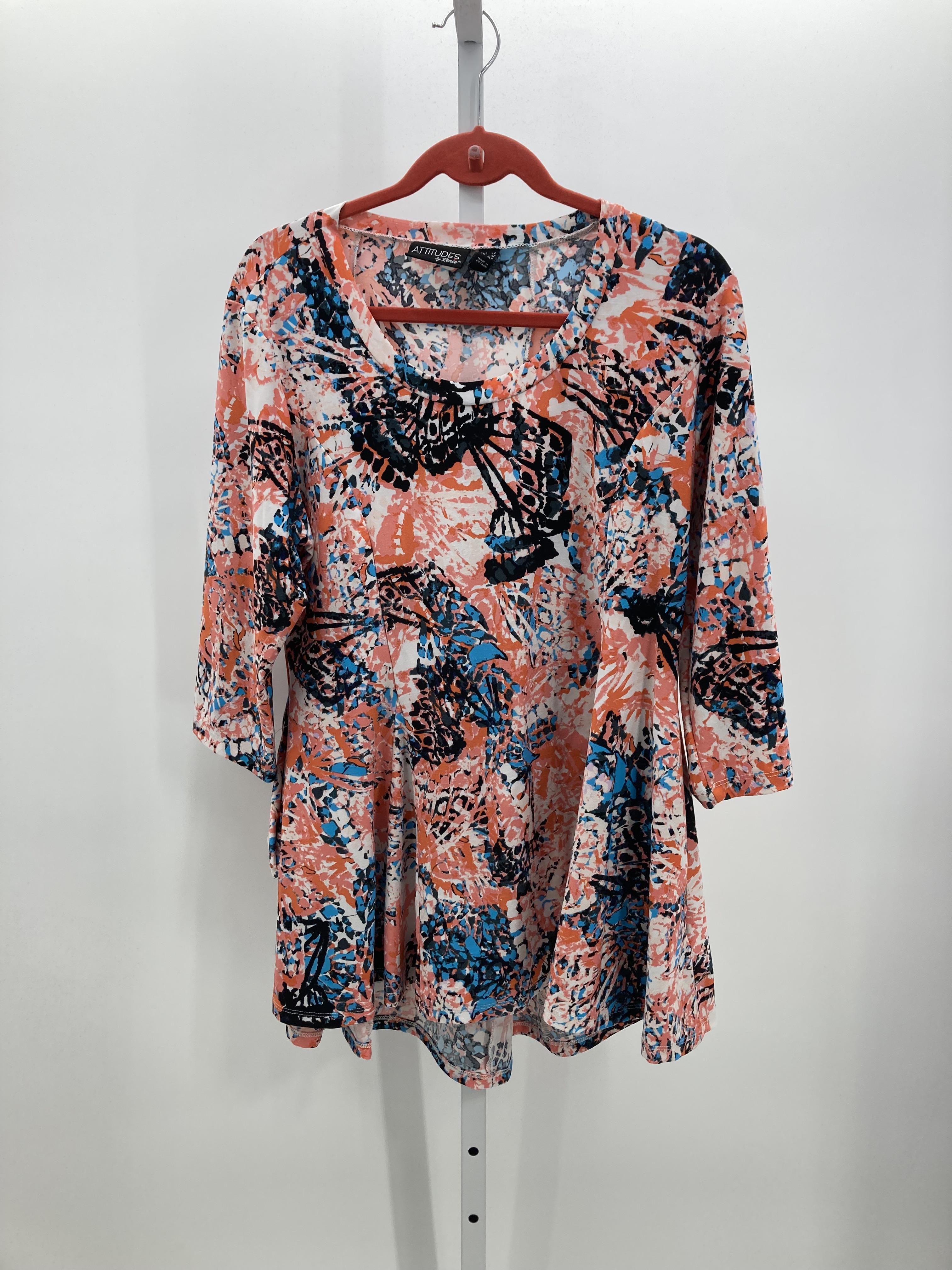 Attitudes Size Large Petite Petite 3/4 Sleeve Shirt