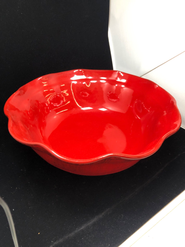 LG RED RUFFLE SERVING BOWL.