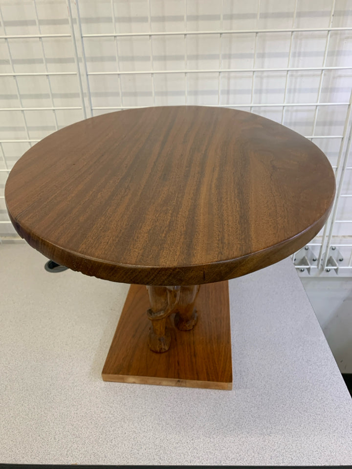 WOODEN ELEPHANT SIDE TABLE.
