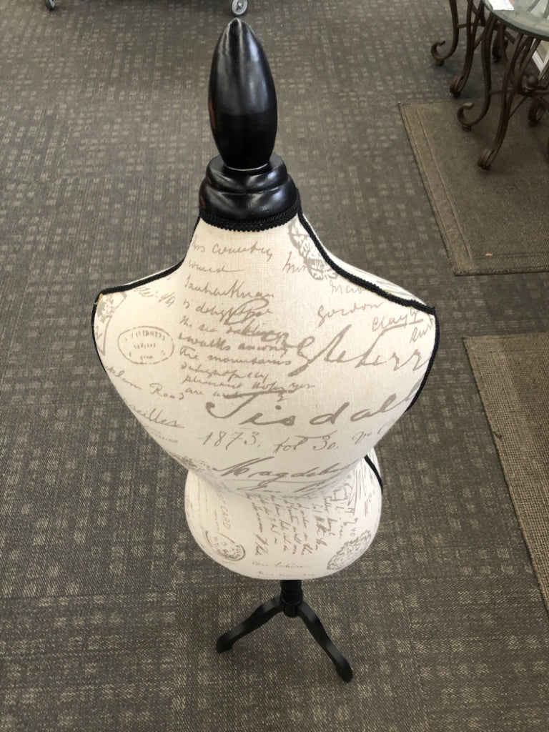 MANNEQUIN W/VINTAGE WRITING DESIGN.
