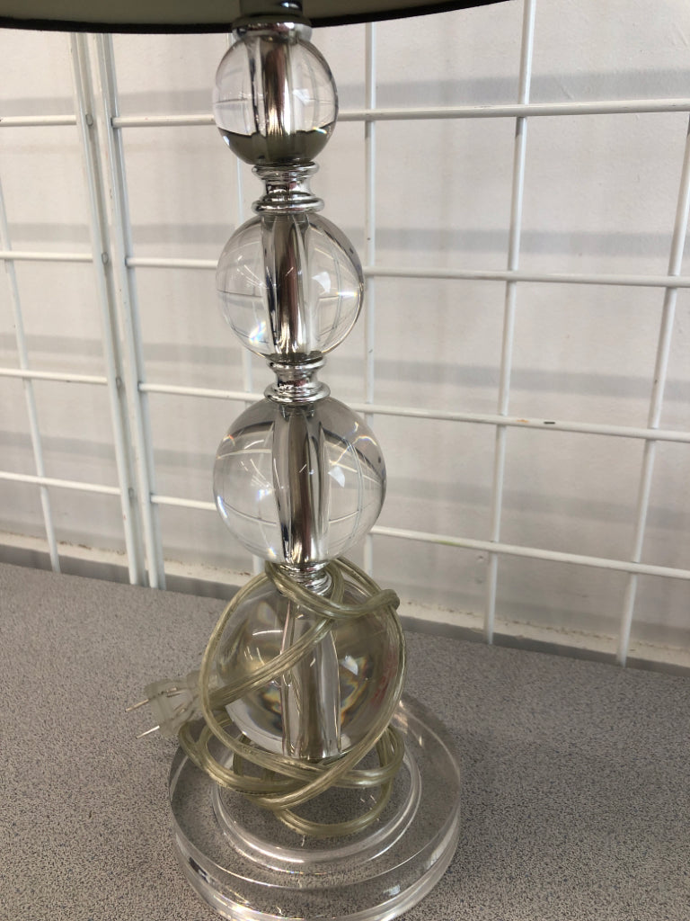 CLEAR RESIN LAMP W/BROWN SHADE.