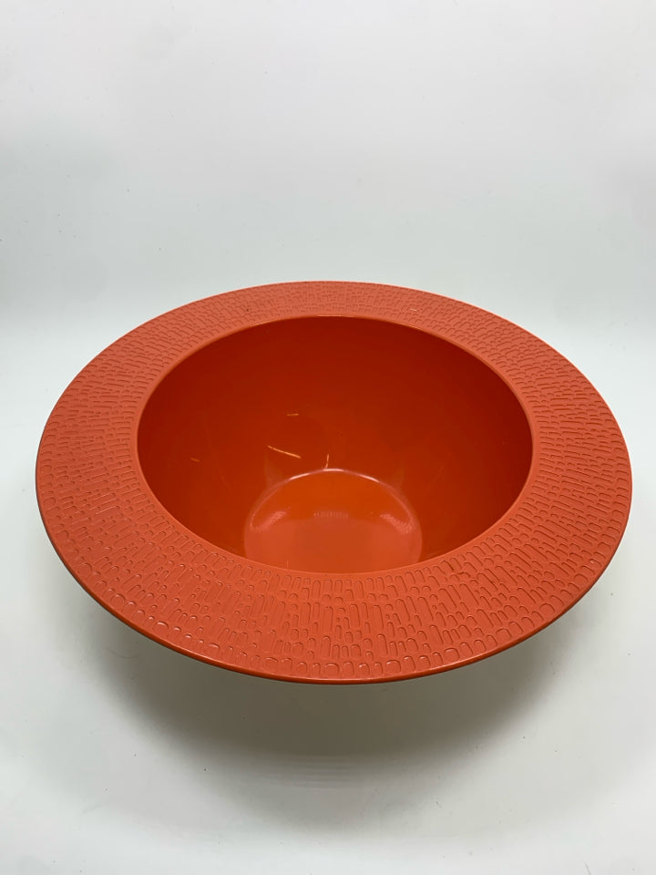 CORAL ORANGE MELAMINE SERVING BOWL.