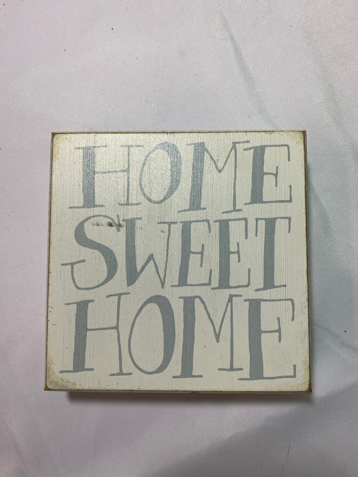 WHITE HOME SWEET HOME BLOCK SIGN.