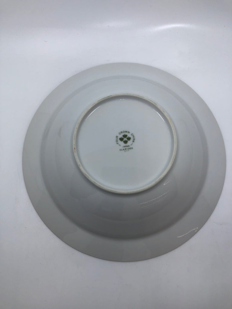 VTG FLORAL EDGE SERVING BOWL W/SILVER RIM.