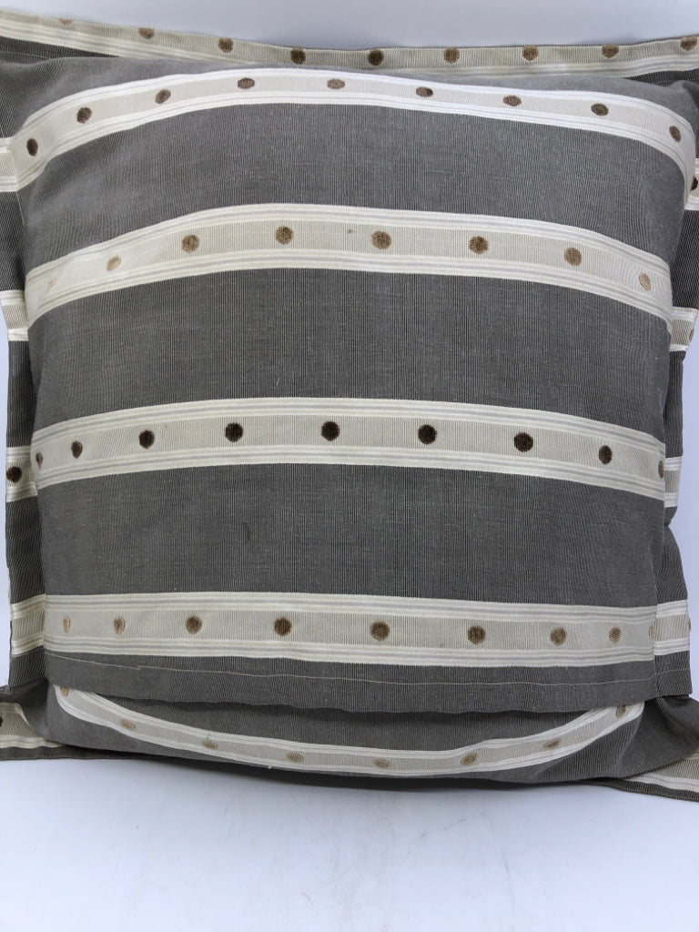 GREY AND CREAM PILLOW W STRIPES.