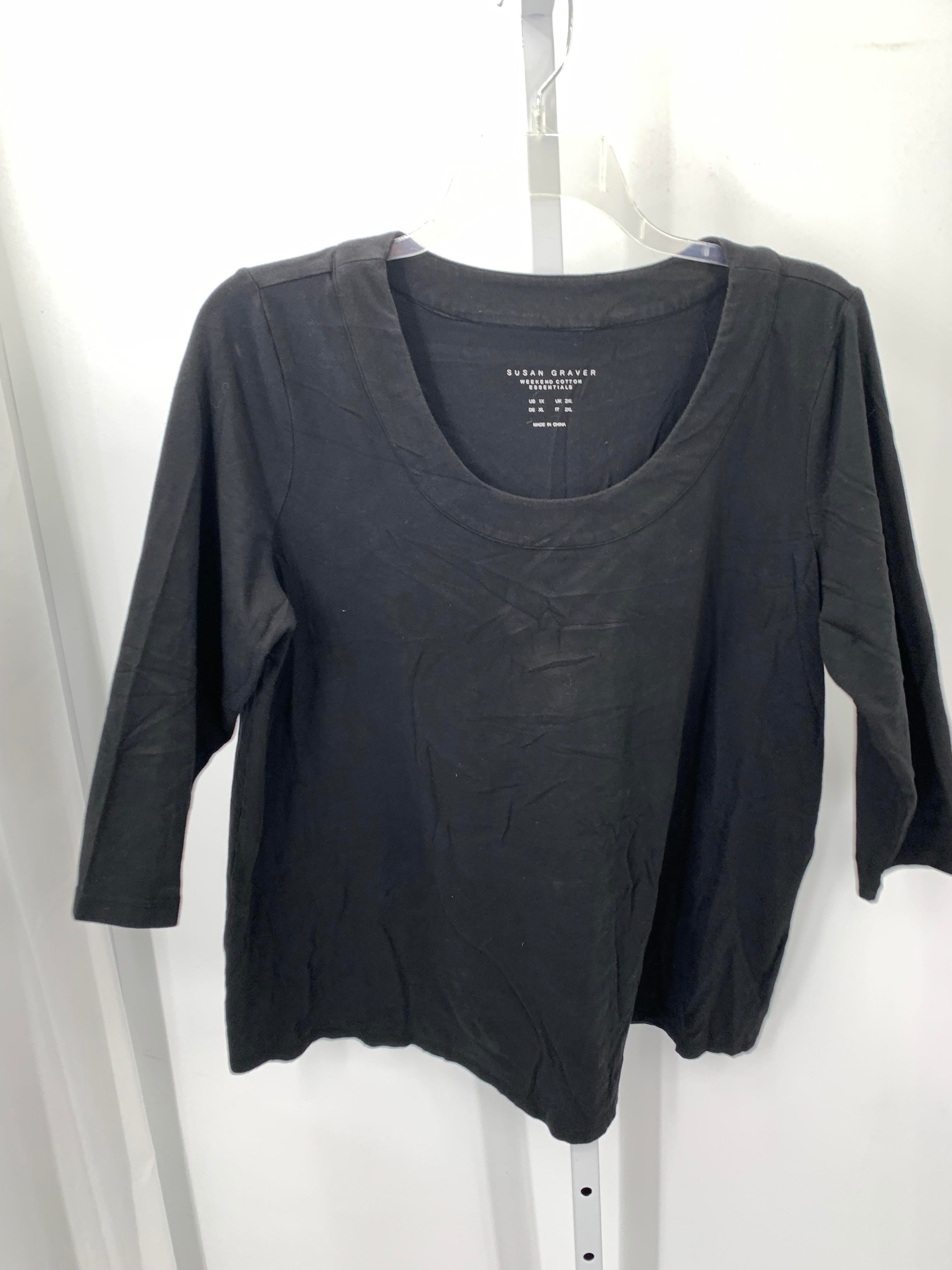 Susan Graver Size 1X Womens 3/4 Sleeve Shirt