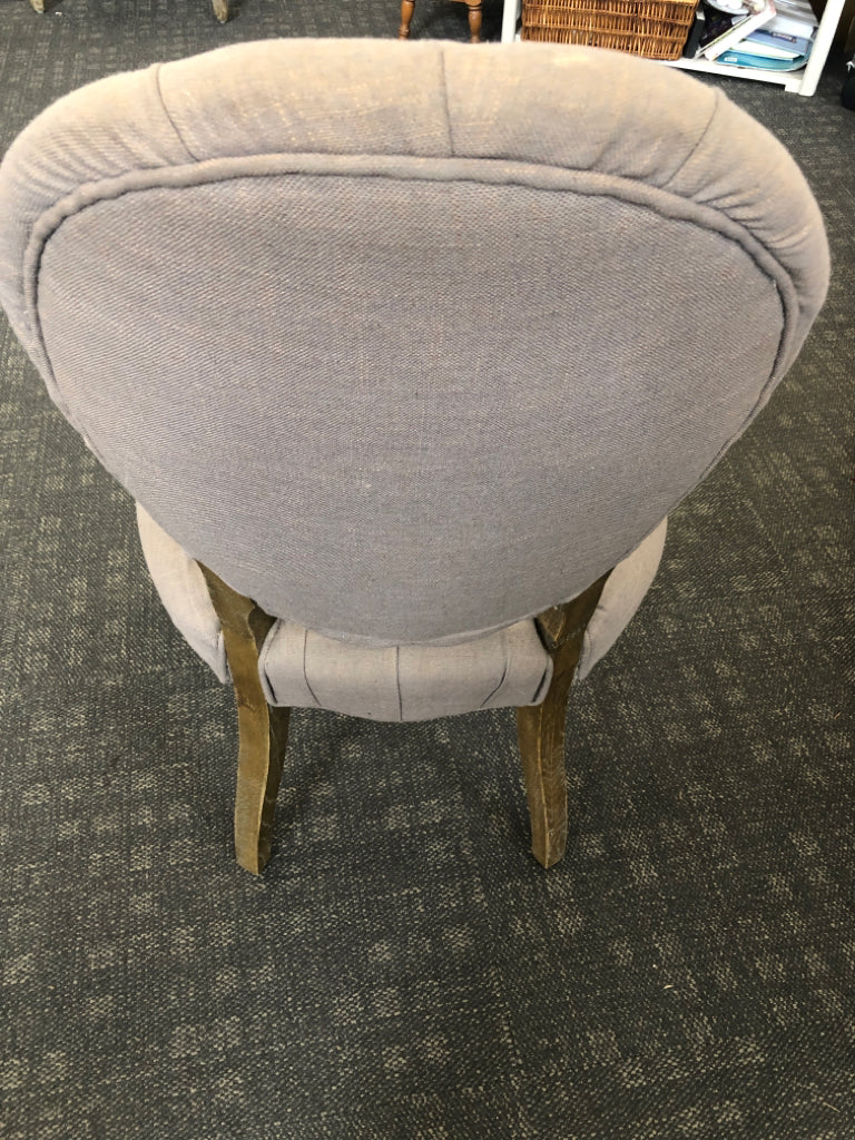 GREY DISTRESSED STUDDED ACCENT CHAIR.
