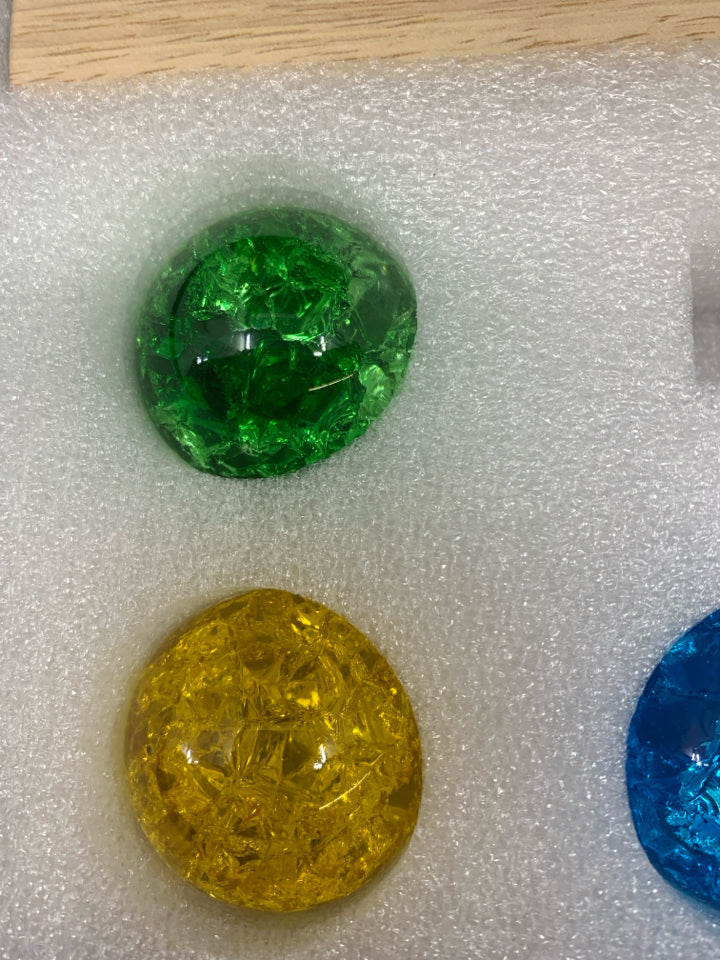 MEDITATION CRYSTAL LIGHTS W/WOOD BASE IN BOX.