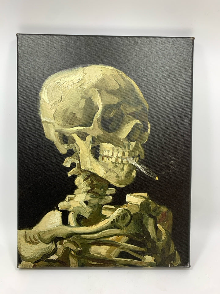 SMOKING SKELETON CANVAS PRINT.