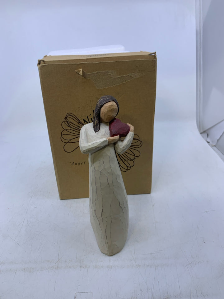 NIB ANGEL OF HEART DARK HAIR HOLDING HEART.