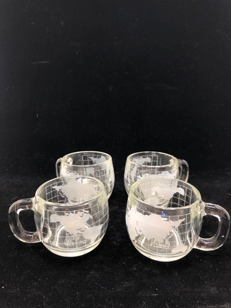 4 VTG NESTLE WORLD GLOBE MUGS.