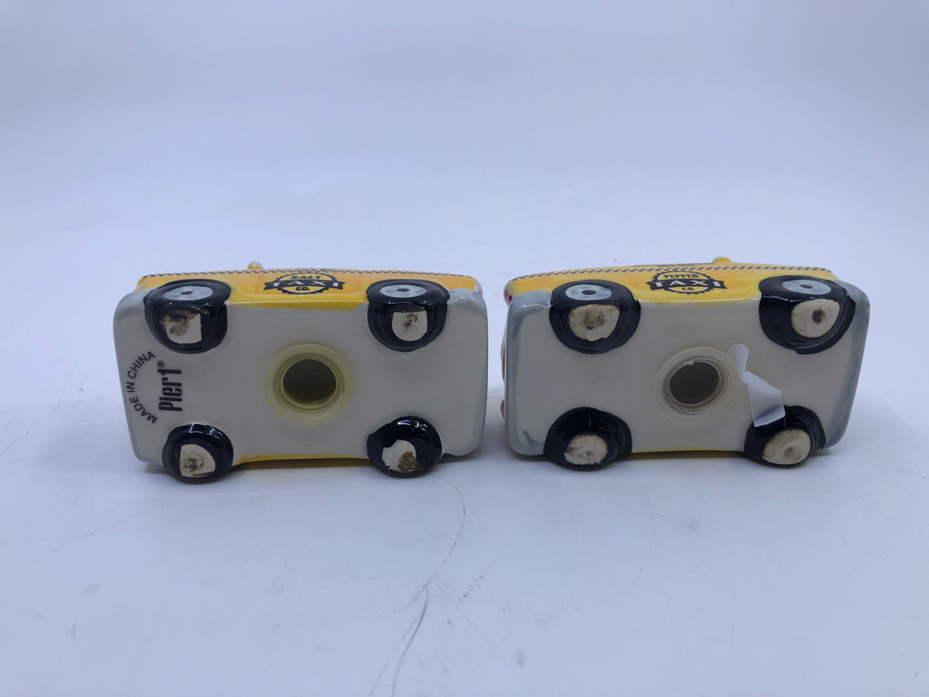 TAXI SALT AND PEPPER SHAKERS.