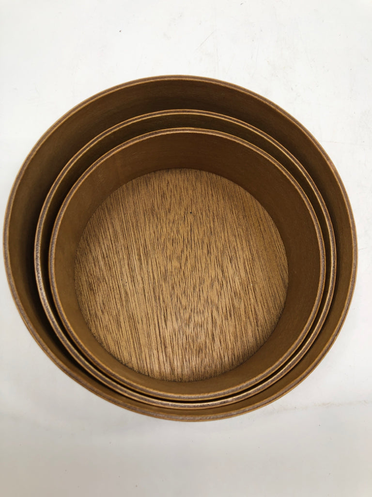 3PC WOOD SNACK BOWLS.