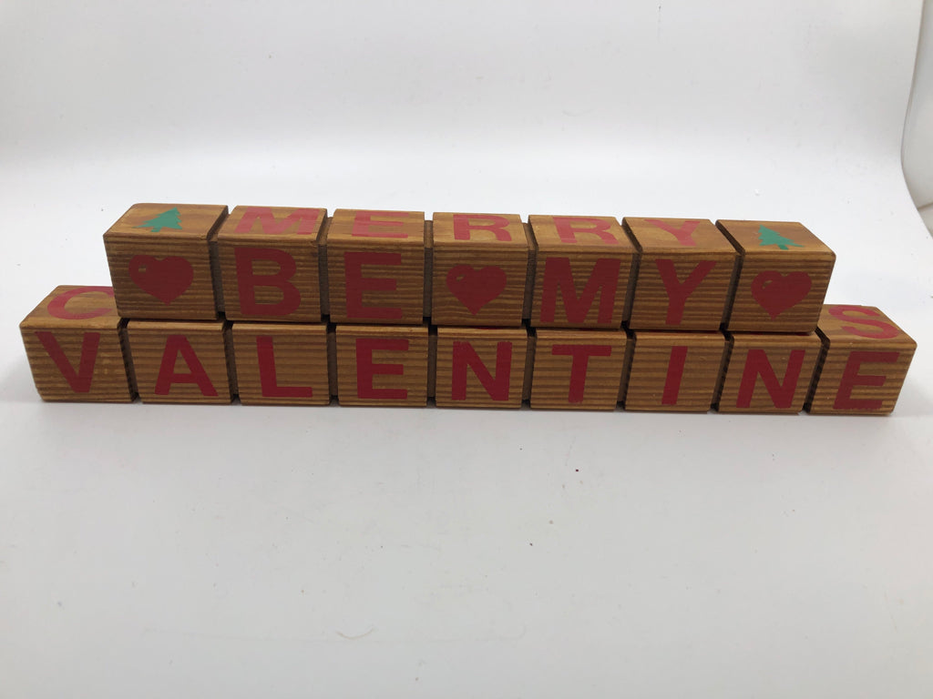 2PC SEASONAL HOLIDAY BLOCK SIGN.