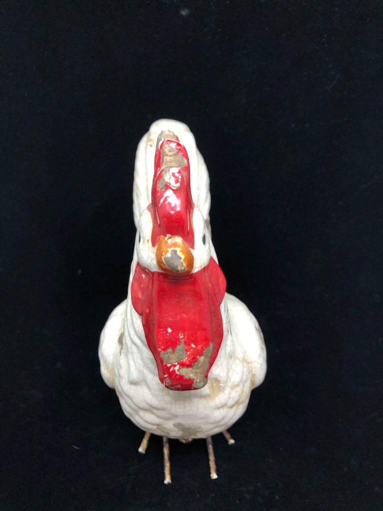 DISTRESSED ROOSTER FIGURINE.