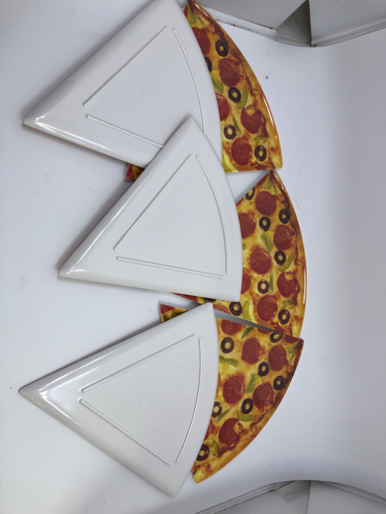 NIB 6 MELAMINE PIZZA SLICE PLATES.