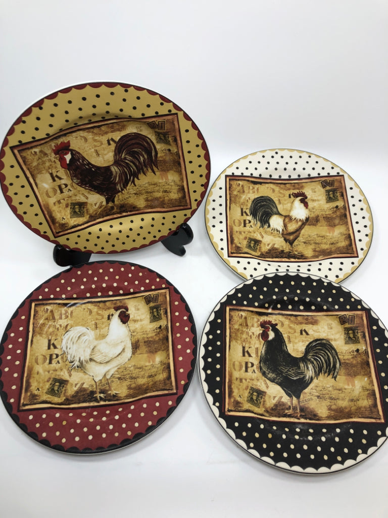 4 ROOSTER STAMP PLATES.