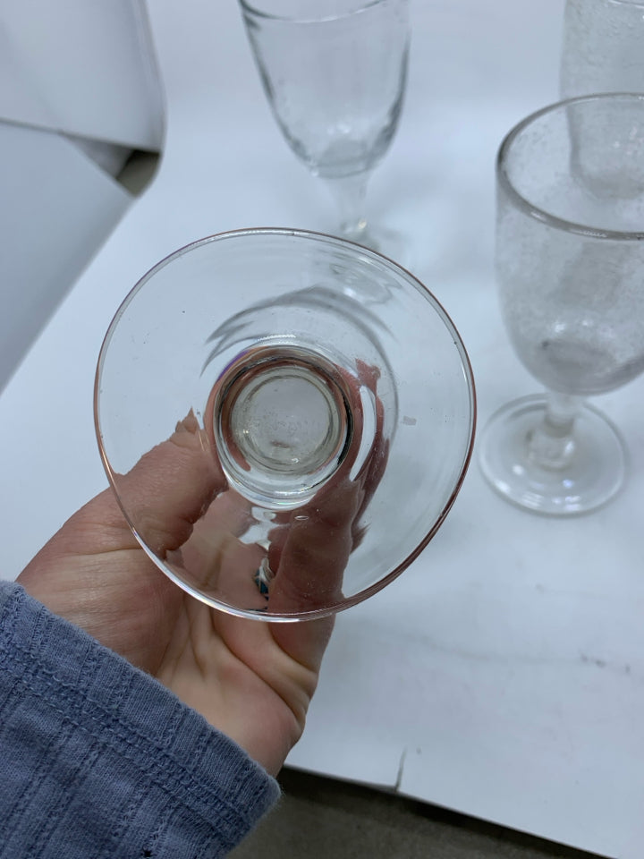 4 CLEAR BUBBLE GOBLETS.