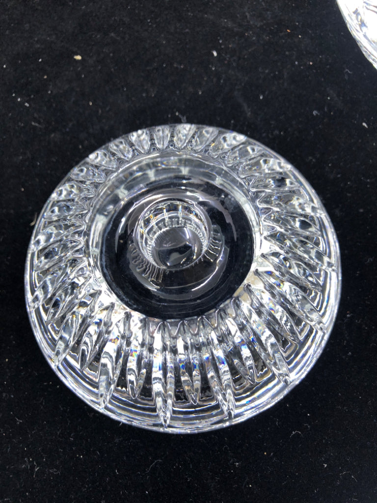 2 HEAVY UNIVERSAL CRYSTAL CANDLE HOLDERS.