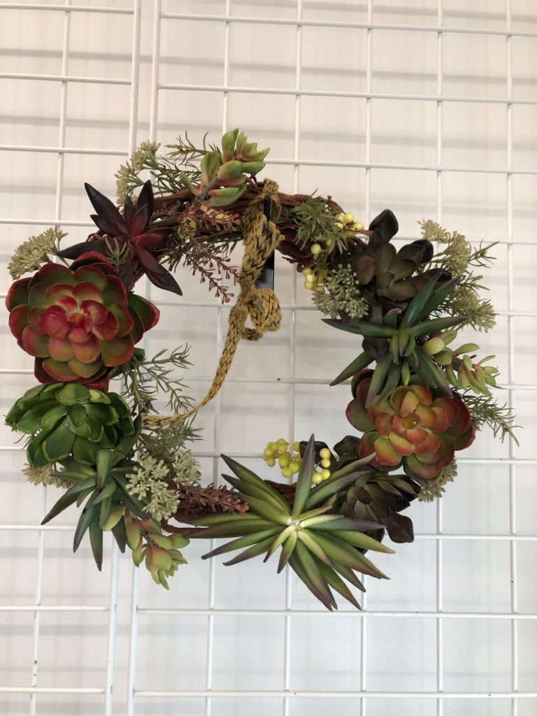 FAUX SUCCULENT WREATH.