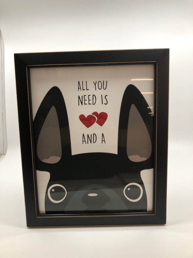 ALL YOU NEED IS HEART & DOG- FRAMED PRINT.