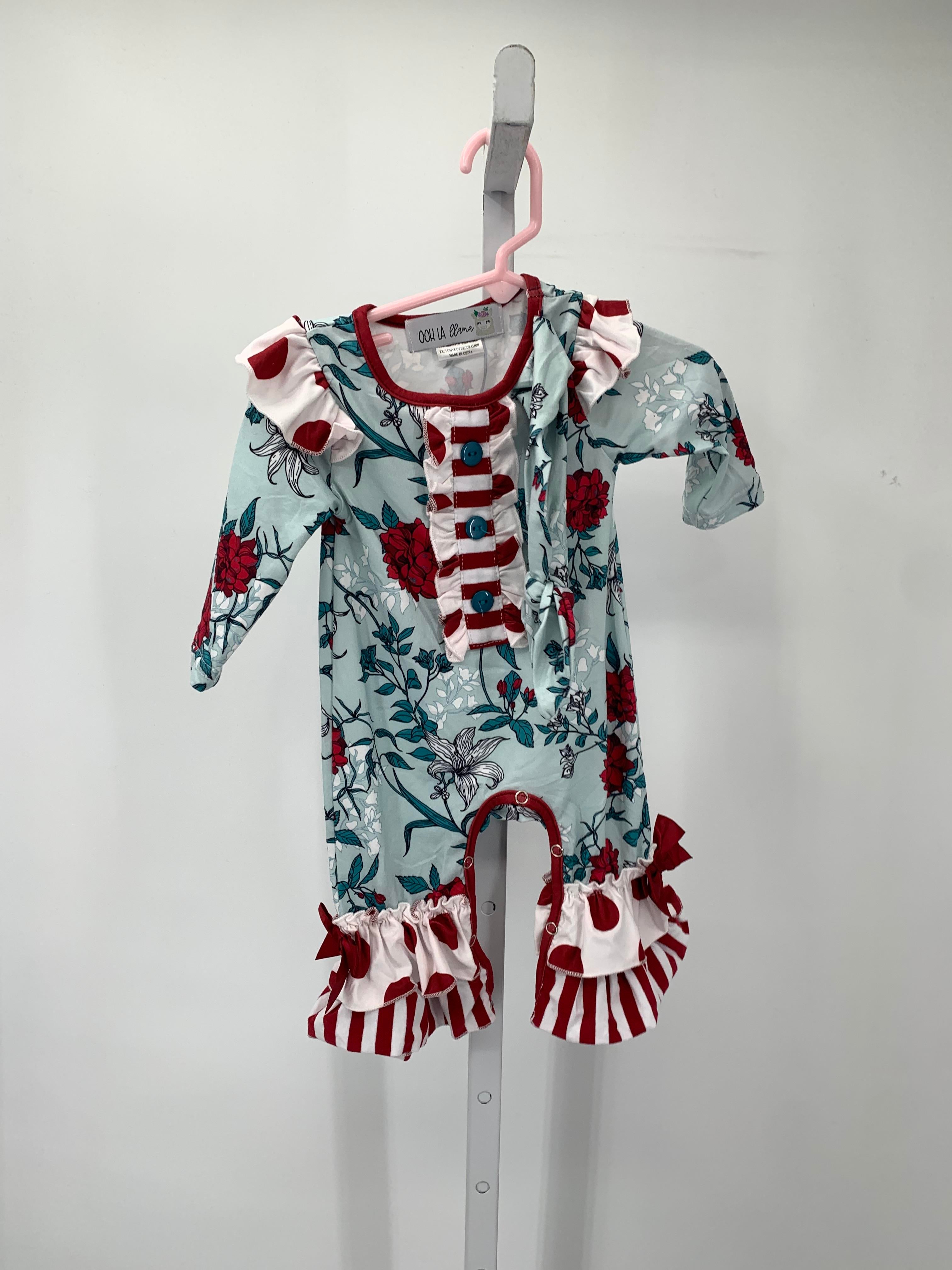 Size 0-3 months Girls Long Slv. Romper