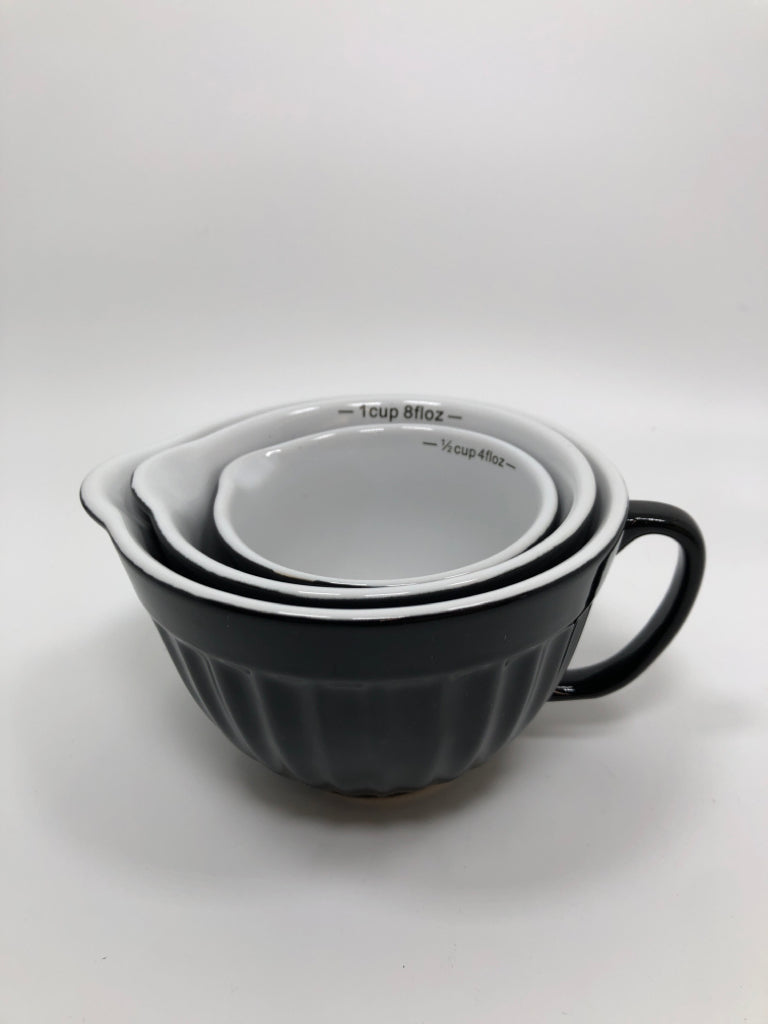 3PC BLACK CERAMIC MEASURING CUPS.