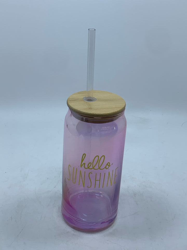 HELLO SUNSHINE IRIDESCENT GLASS TUMBLER.