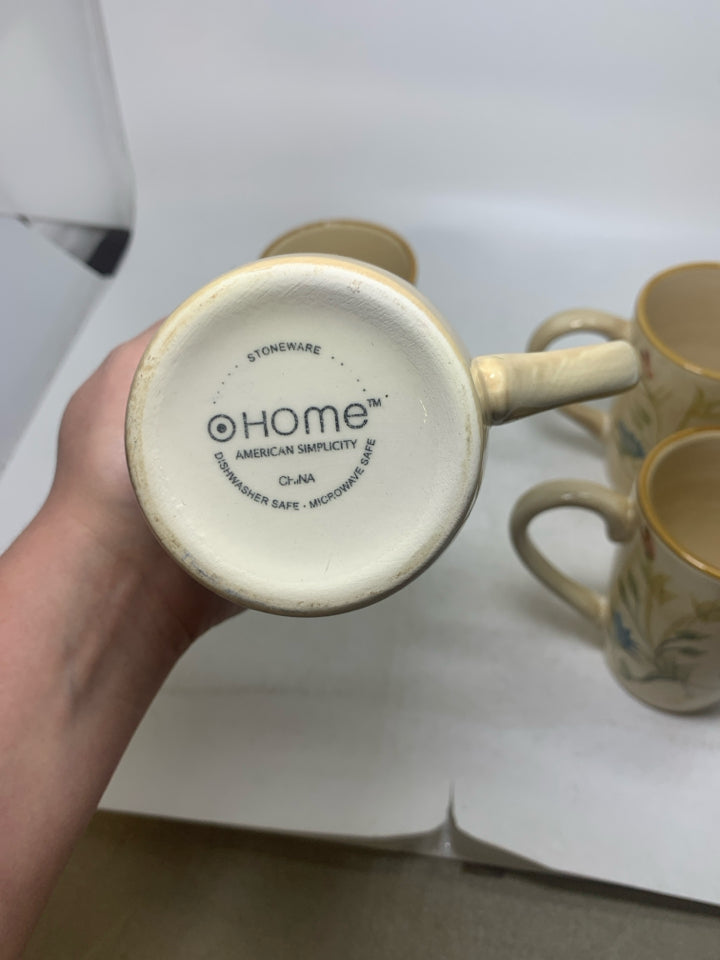 4 FLORAL MUGS.