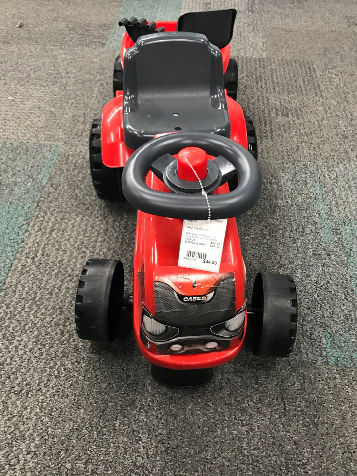 Falk Case IH Tractor Push Ride-on Toy with Detachable Trailer Rake and Shovel