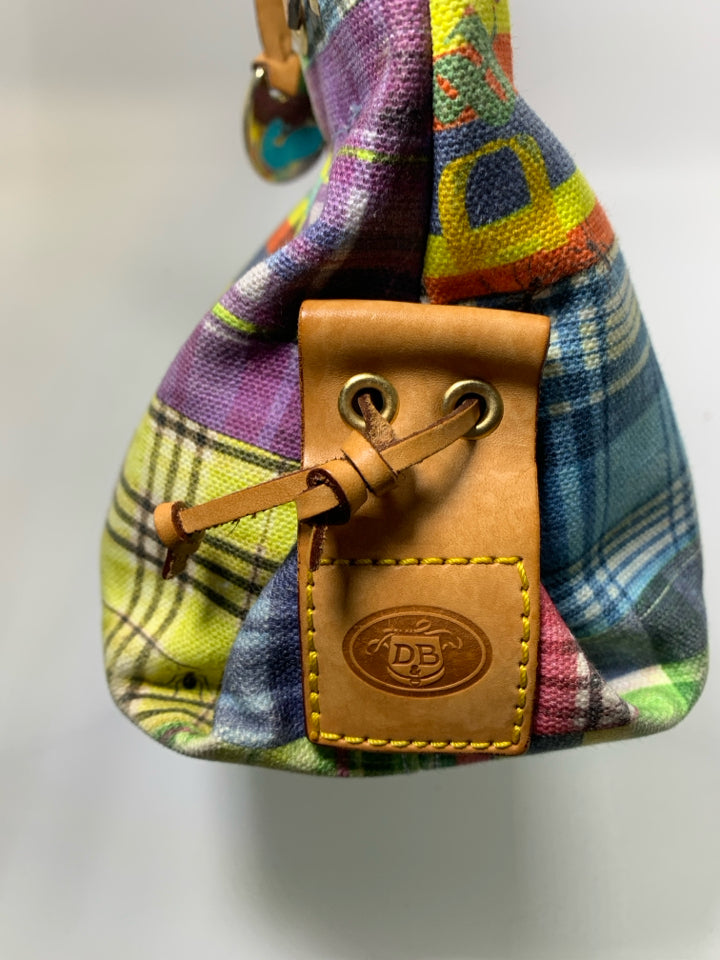 Vtg Dooney & Bourke Madras Plaid Patchwork 'Picnic' Purse *No Long Strap/Signs O
