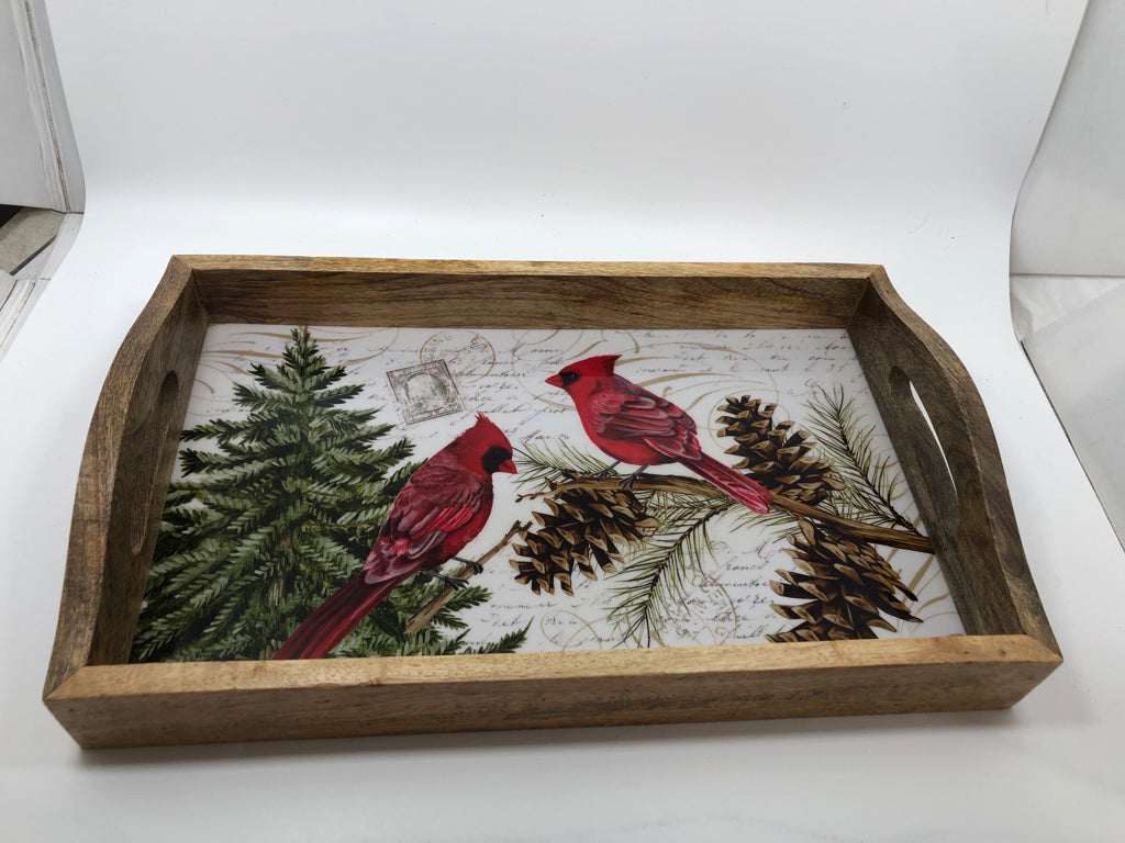 RUSTIC CARDINAL TRAY.
