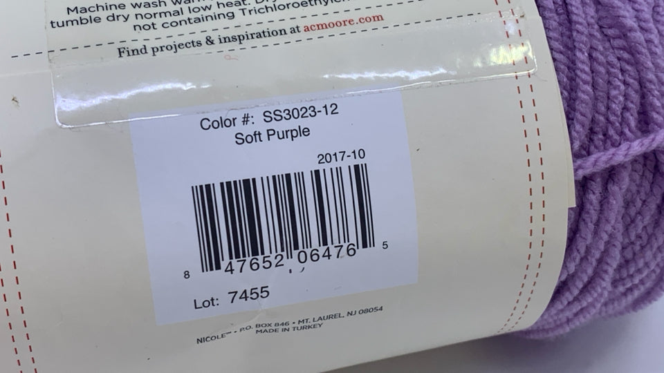 SOFT PURPLE YARN.