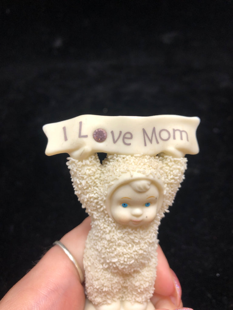 I LOVE MOM SNOW BABY FIGURINE.