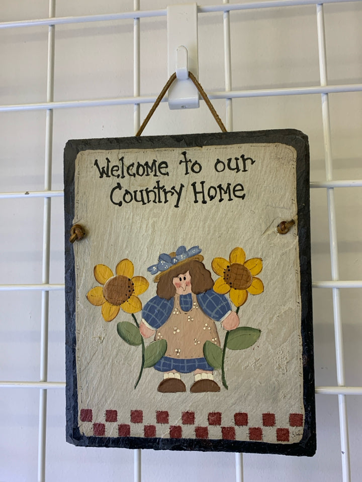'WELCOME TO OUR COUNTRY HOME" SLATE WALL HANGING 9.