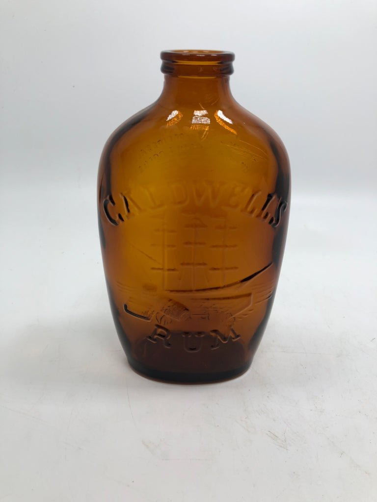 VTG CALDWELLS PIRATE SHIP RUM EMPTY BOTTLE.