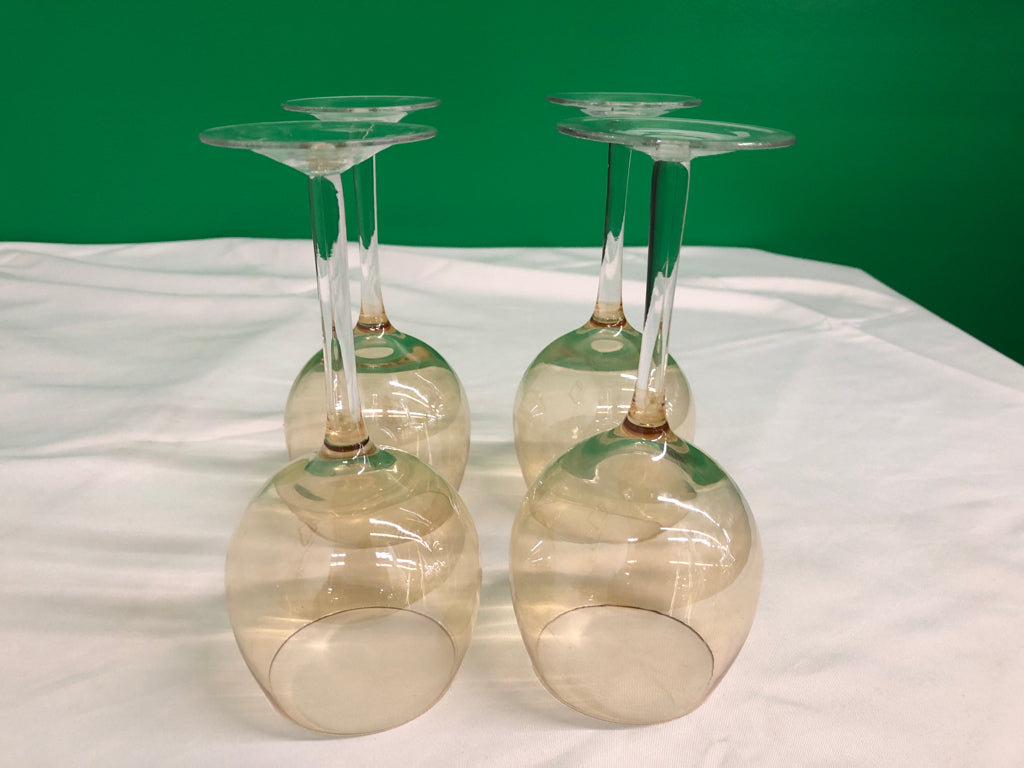 4 YELLOW WINE GLASSES.